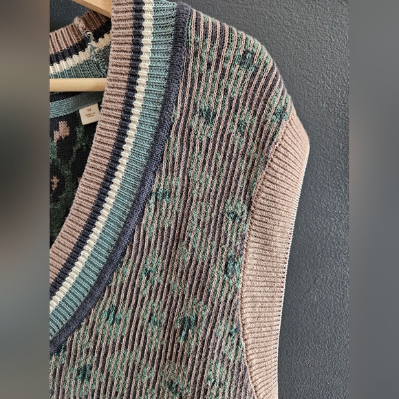 Womens Cotton Knit Sweater Vest – Scotch & Soda – Size M – Green/Taupe - Picture 4 of 6